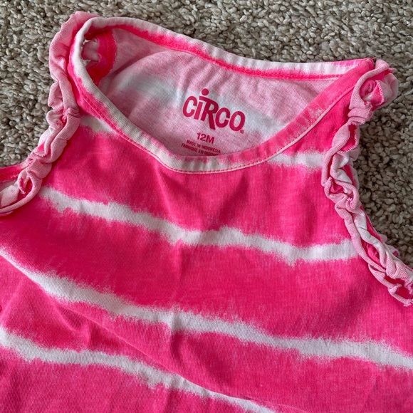 Circo baby girls toddler girls hot pink white tank t-shirt tee size 12 months - Picture 3 of 6